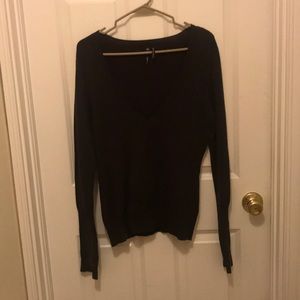 Dark brown deep V neck sweater